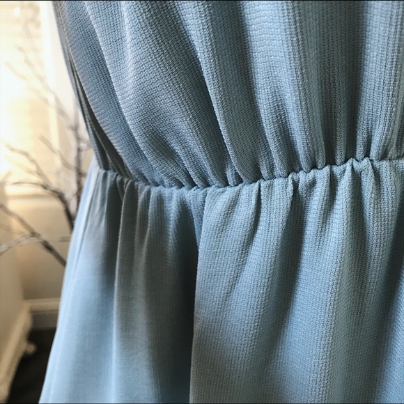 Dusty Blue Plunge Romper Maxi Cocktail Dress - Picture 5 of 9